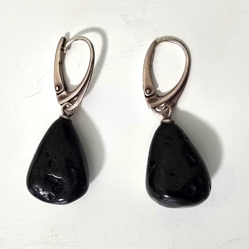 Cherry Baltic Amber Teardrop Earrings with Silver